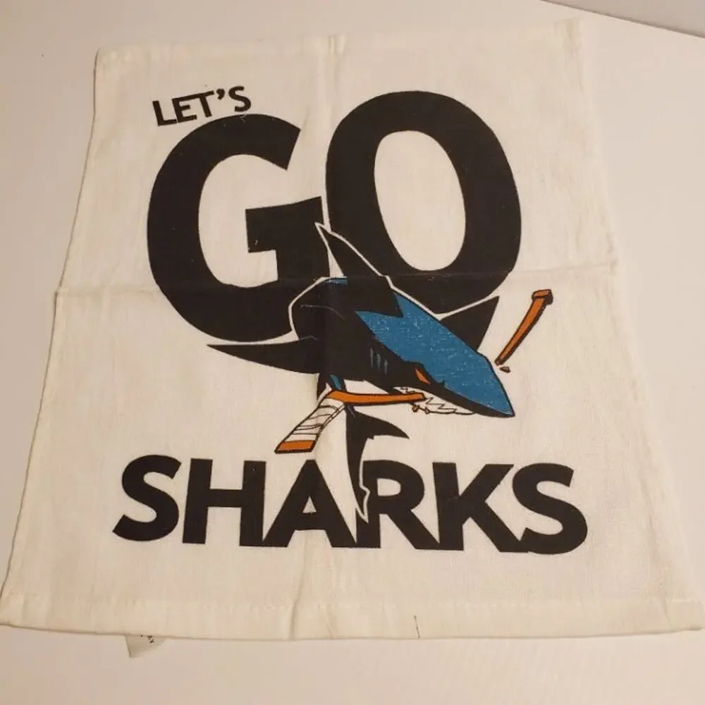 Set of 2 San Jose Sharks NHL Hockey Hand Face Towels 18 x 15